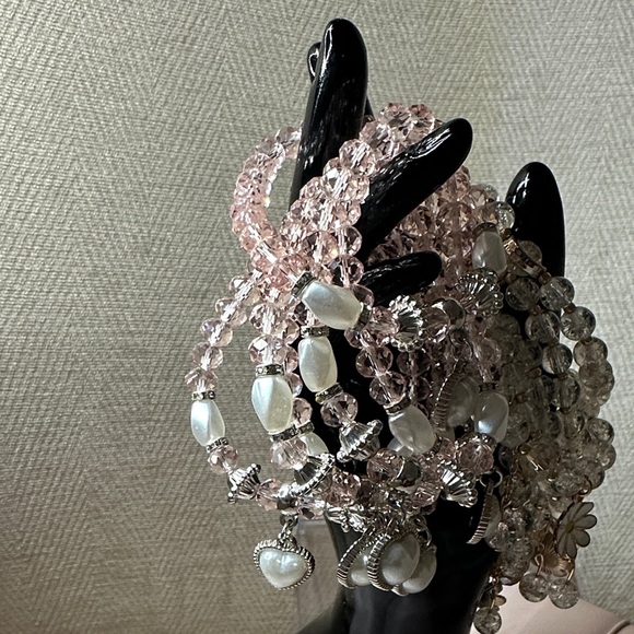 Elegant Beaded Bracelets with Charms Set of (12) - Picture 2 of 8